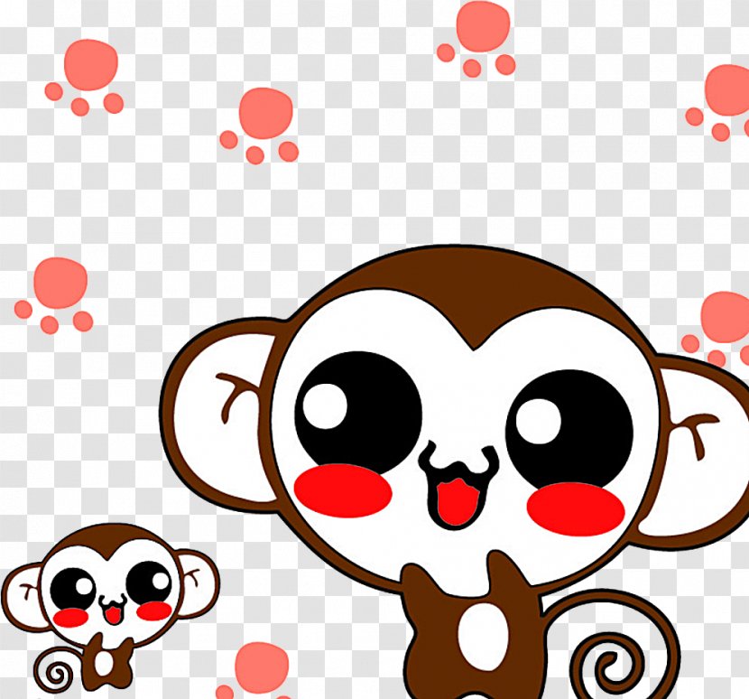 Monkey Animation Cartoon - Heart - Cute Transparent PNG