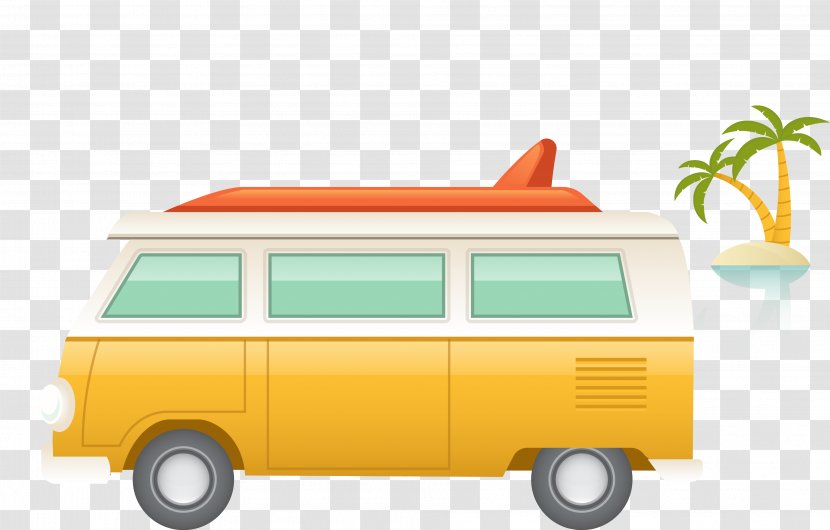 Van Car Surfboard Surfing - Touring - An Island Cruise With A Transparent PNG