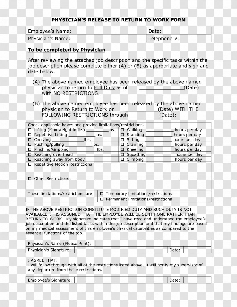 Template Form Legal Release Physician Document - Paper - Dentist In Plano Tx Transparent PNG