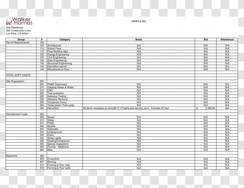 House Template Invoice Home Repair Contract - Structure - Bid Transparent PNG