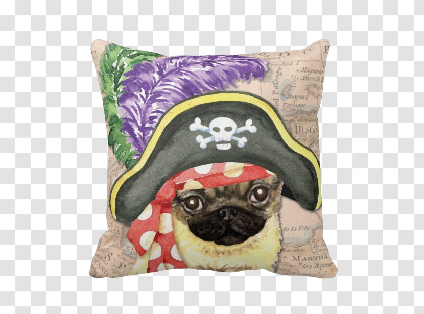 Pug Throw Pillows Cushion Dog Breed - Like Mammal - Pirate Transparent PNG