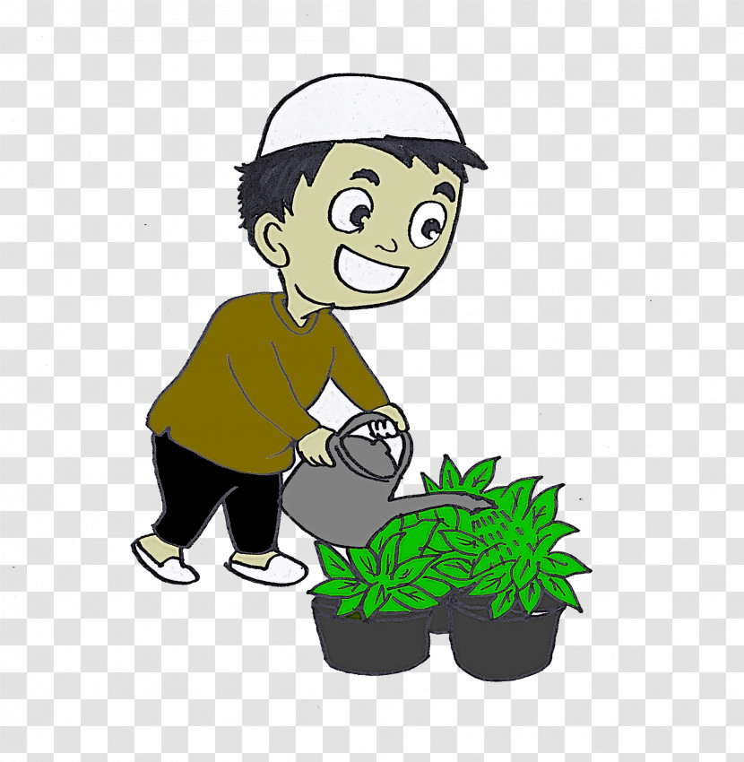 Cartoon Gardener Grass Plant Transparent PNG