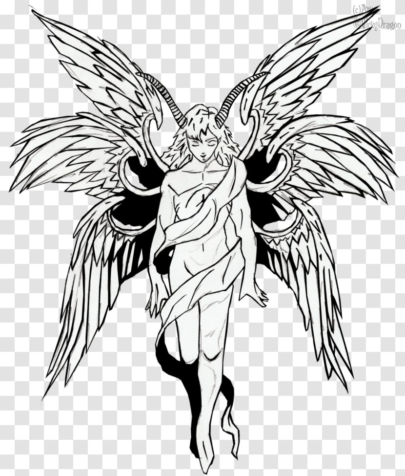 Lucifer Line Art Michael Fallen Angel Drawing - Angels Transparent PNG