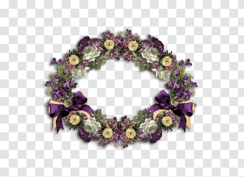 Wreath Artificial Flower Picture Frames - Purple Transparent PNG
