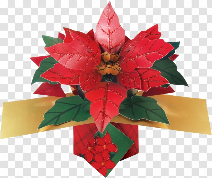 Poinsettia Flower Christmas Gold Gift - Tree Transparent PNG