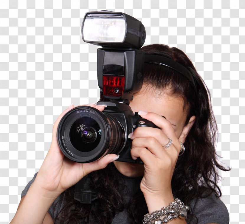 Camera Flash - Flower - Woman Taking Photo With A Digital Transparent PNG