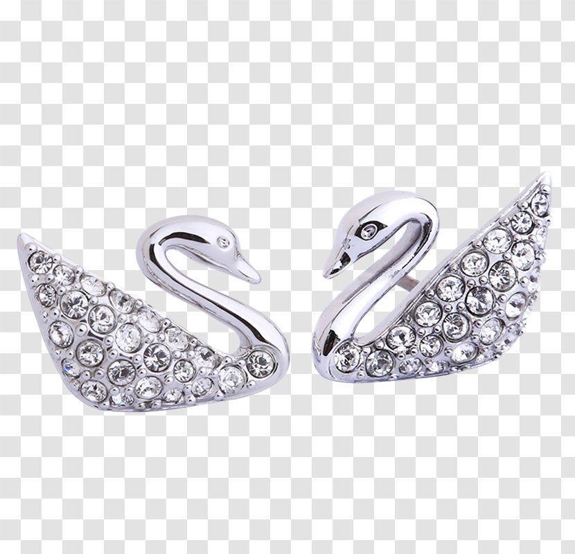 Earring Cygnini Swarovski AG Rhinestone Diamond - Fashion Accessory - Rhinestone,Diamond Silver Swan Transparent PNG