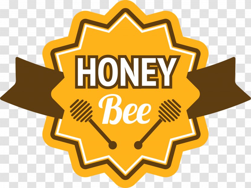 Honey Bee Label Logo - Symbol - Golden Serrated Transparent PNG