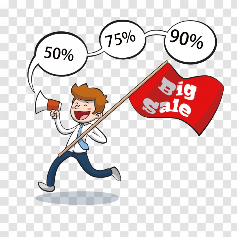 Sales Download - Silhouette - Take The Red Flag And Horn Man Transparent PNG