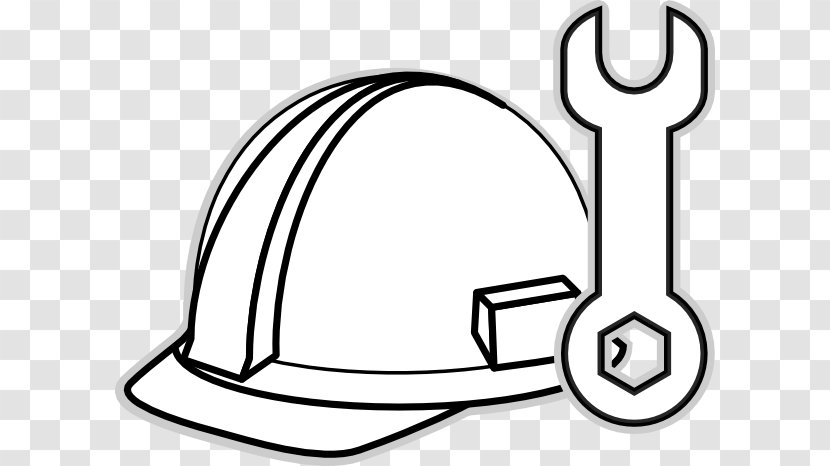 Hard Hat Coloring Book Clip Art - Black And White - Construction Cliparts Transparent PNG