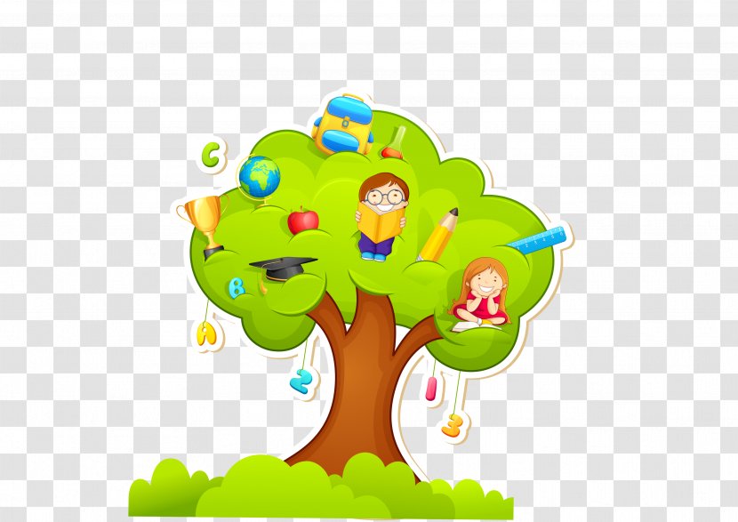 Cartoon Learning Tree - Art - Illustration Transparent PNG