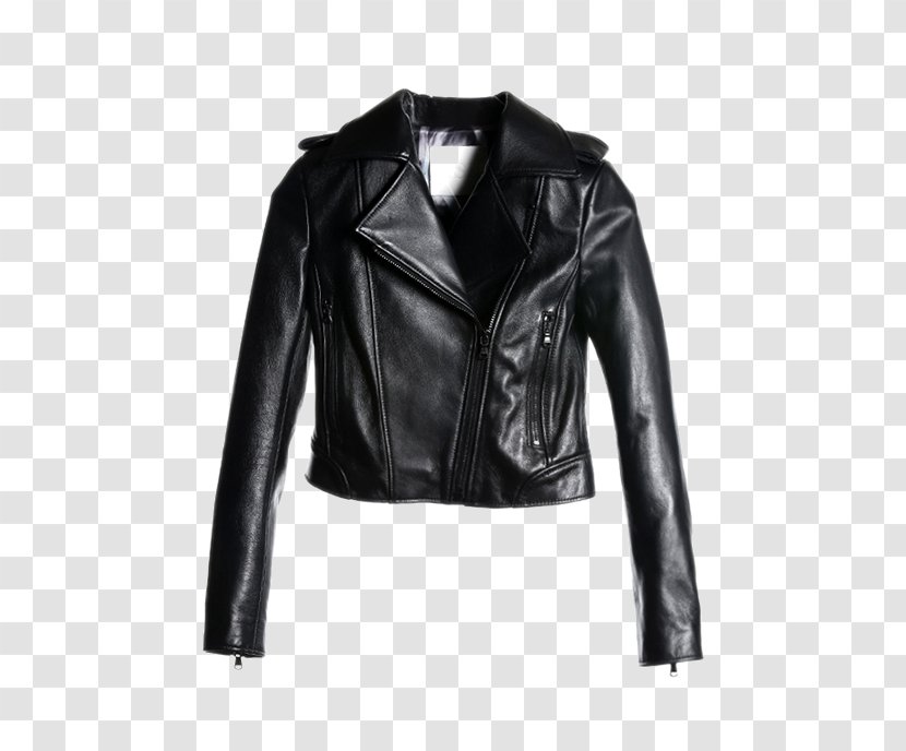 Leather Jacket T-shirt Sheepskin - Black Transparent PNG
