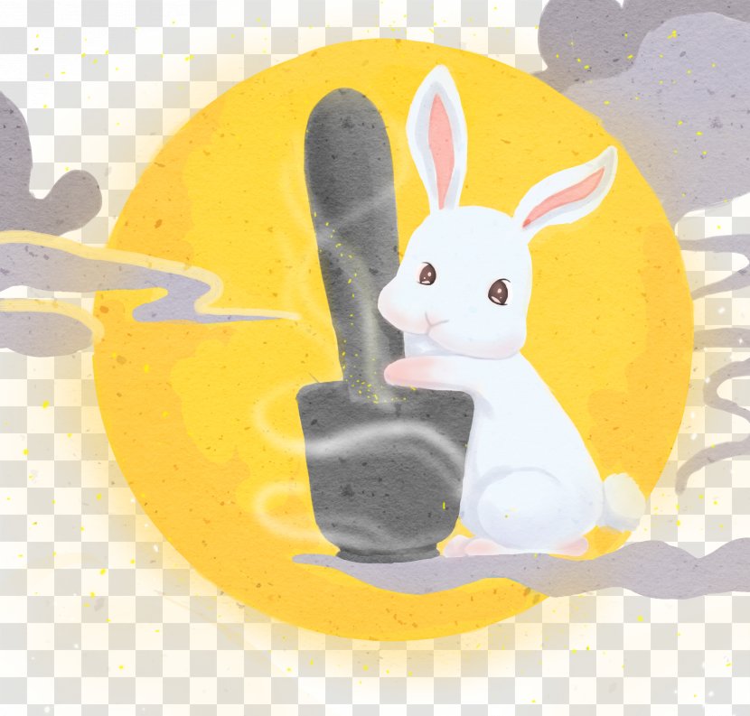 Cartoon Moon Rabbit Illustration - Poster Transparent PNG