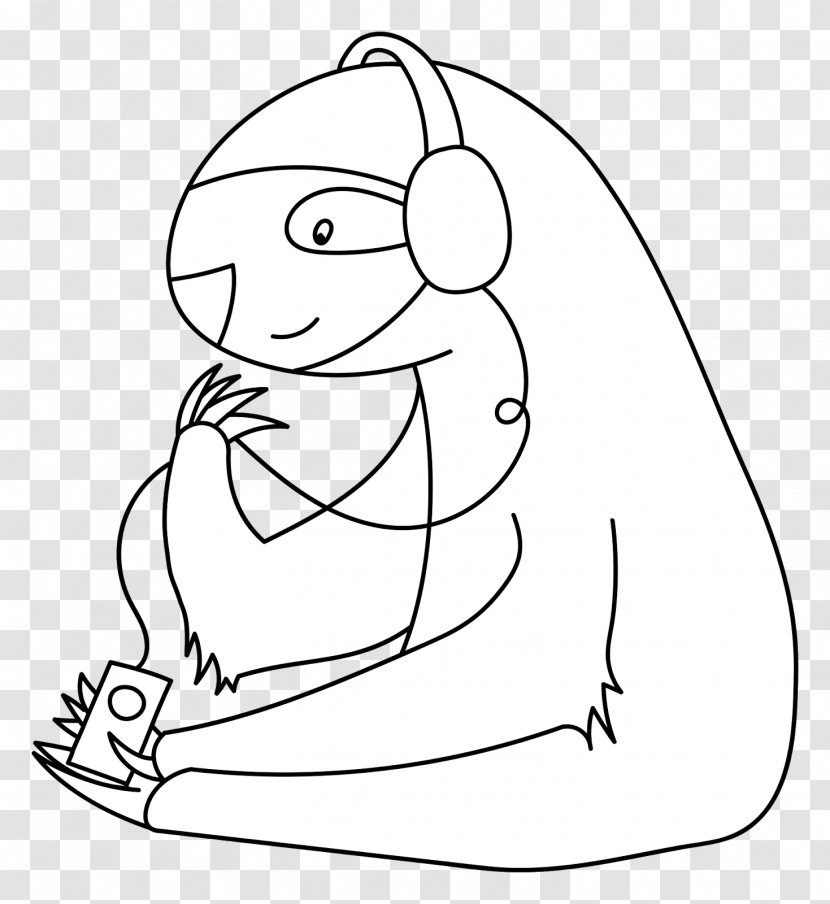 Thumb Carnivora Line Art White - Cartoon - Sloth Transparent PNG