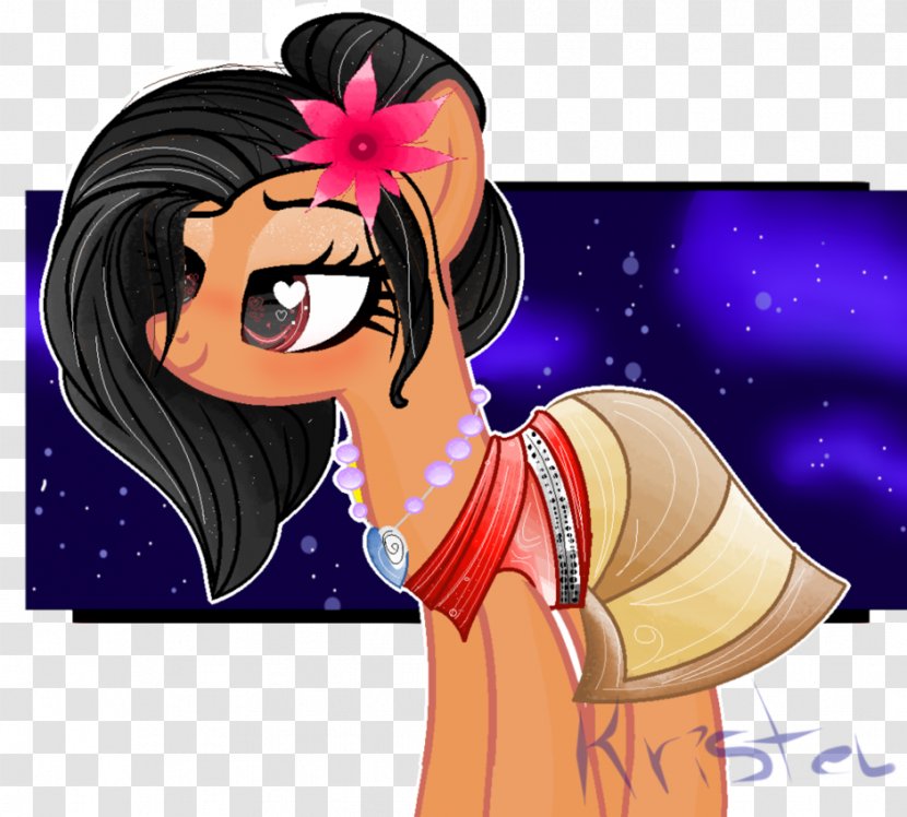 Pony Black Hair Cartoon - Flower - Moana Te Fiti Transparent PNG