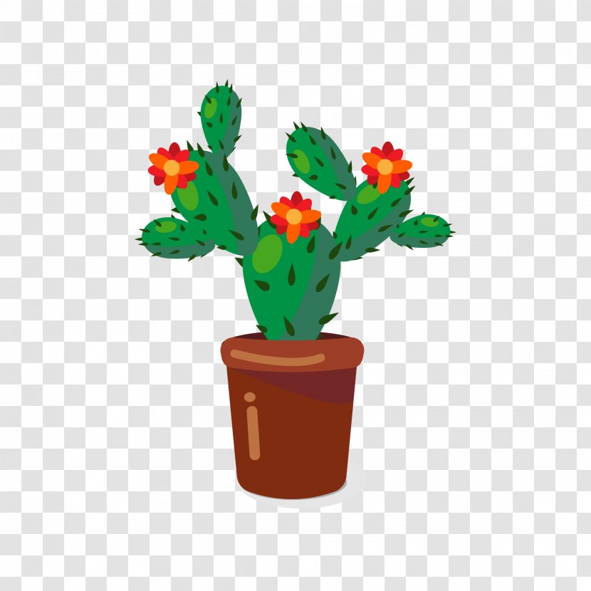 Cactaceae Plant Cartoon Flowerpot - Cactus Transparent PNG
