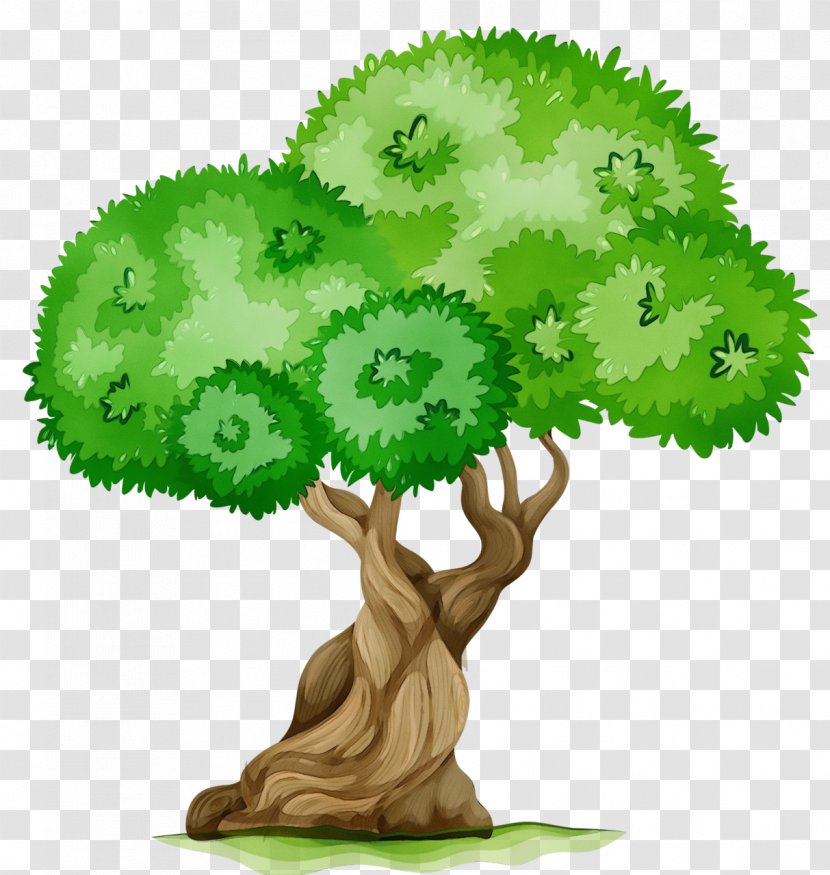 Green Leaf Watercolor - Symbol - Plant Stem Transparent PNG