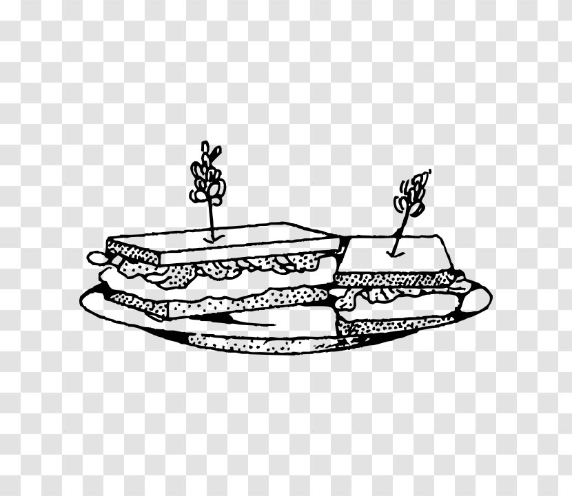 Submarine Sandwich Breakfast Ham And Cheese Clip Art - Black White - Lettuce Transparent PNG