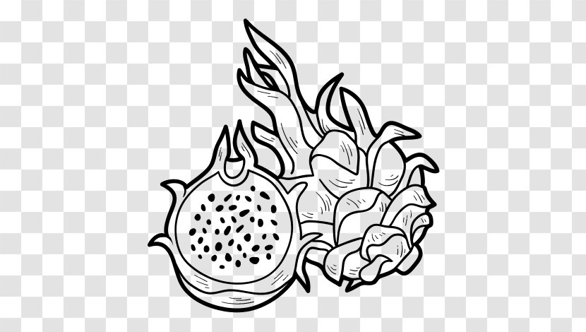 Coloring Book Pitaya Fruit Vegetable - Black And White - Passion Fruits Transparent PNG