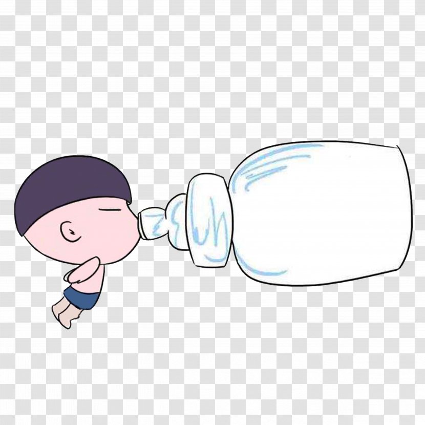 Cartoon Drinking Illustration - Heart - The Baby With Big Bottle Transparent PNG