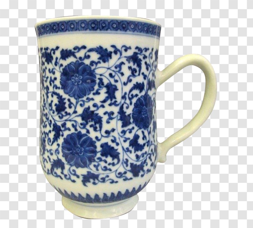Coffee Cup Ceramic Blue And White Pottery Jug - The Lotus Mug Transparent PNG