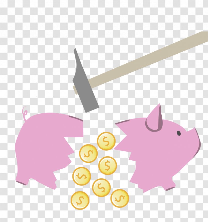 Piggy Bank Coin - Vector Hammer Transparent PNG