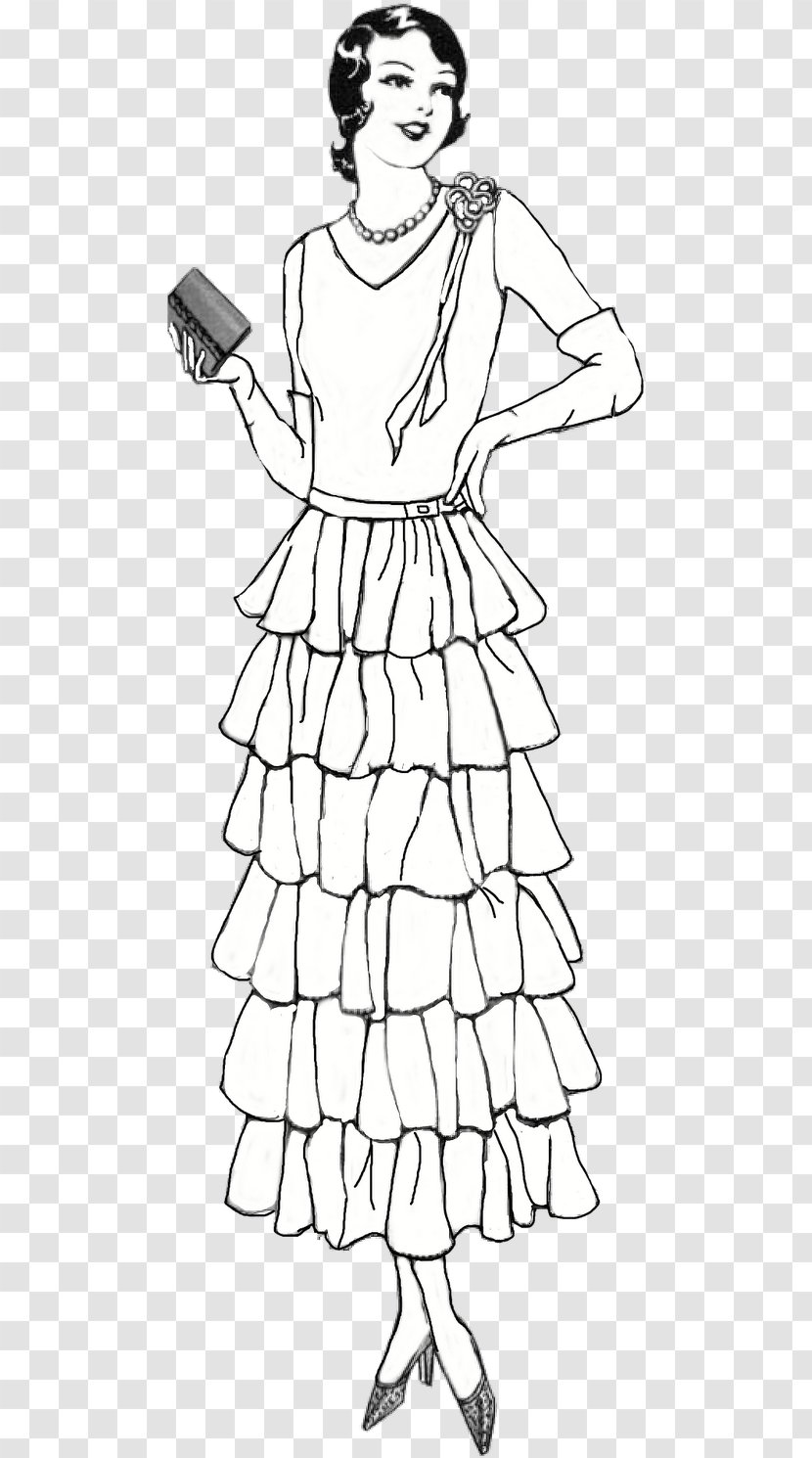 White Day Dress Clothing Line Art - Drawing Fashion Design Transparent PNG