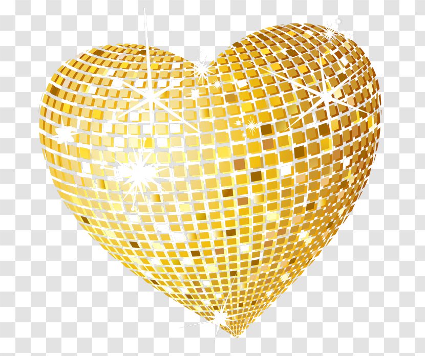Gold Disco Heart Clipart Picture - Pattern Transparent PNG