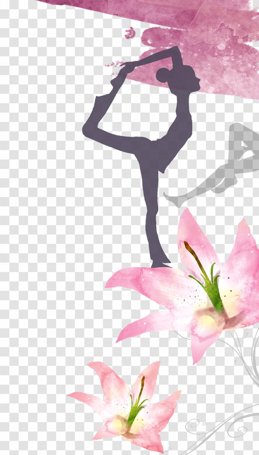 Yoga Cartoon Bijin Illustration - Makeup - Purple Training Promotional Material Transparent PNG