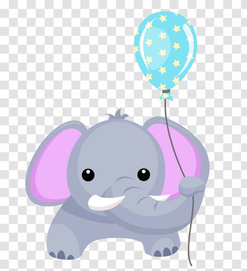 Elephant Balloon Birthday Greeting & Note Cards Clip Art - Pink - Cute Transparent PNG