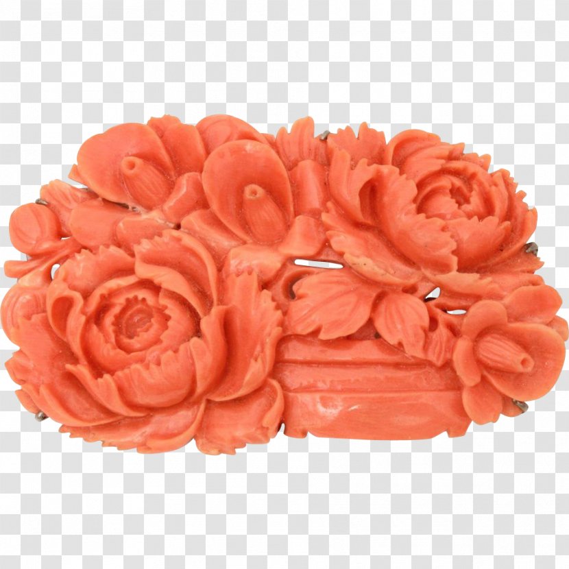Garden Roses Red Coral Flower Jewellery - Brooch Transparent PNG