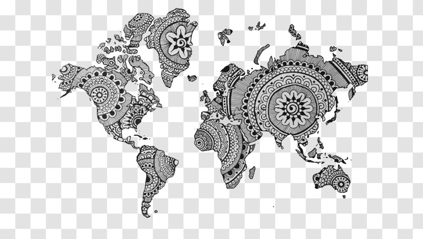 World Map Globe - Mercator Projection - Vegetable Black N White Transparent PNG