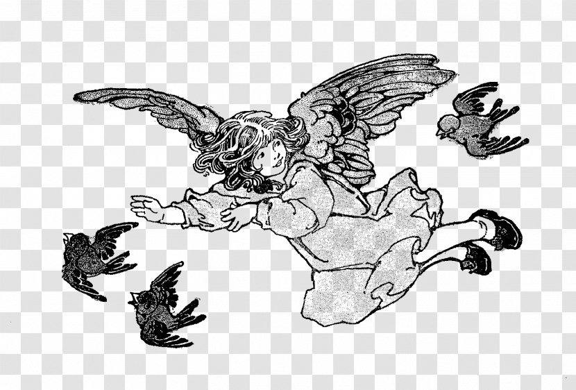 Line Art Visual Arts Cartoon Clip - Public Domain - Angel Woman Transparent PNG