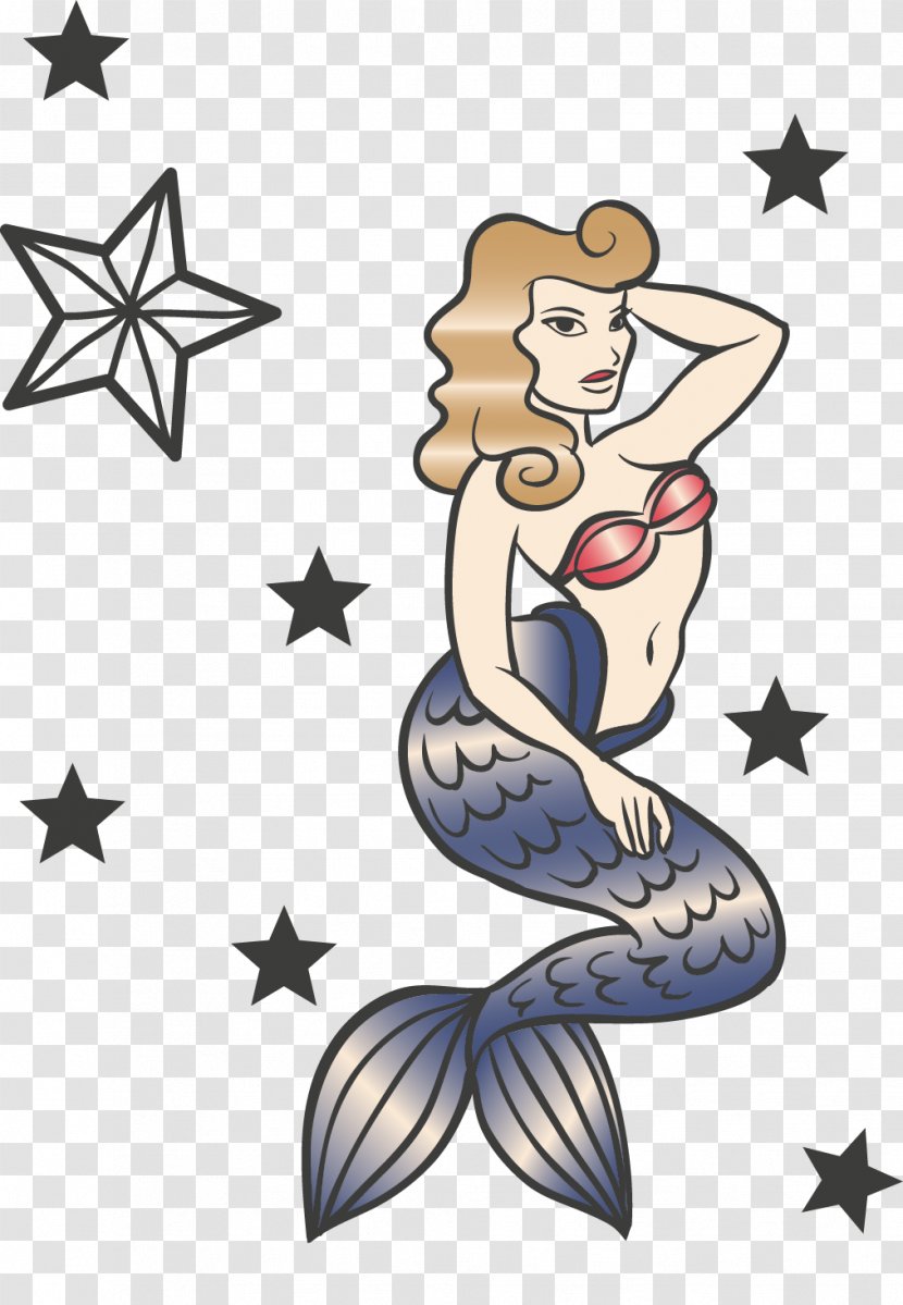 Old School (tattoo) Euclidean Vector Flash - Art - Mermaid Cartoon Poster Elements Transparent PNG