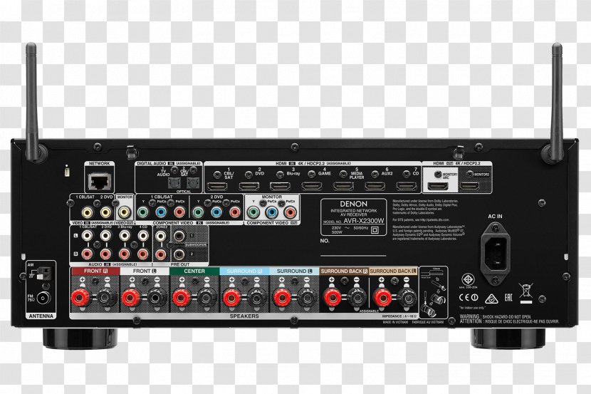 AV Receiver Denon AVR-X1400H AVR-X2300W Dolby Atmos - Musical Instrument Accessory - Dali Transparent PNG