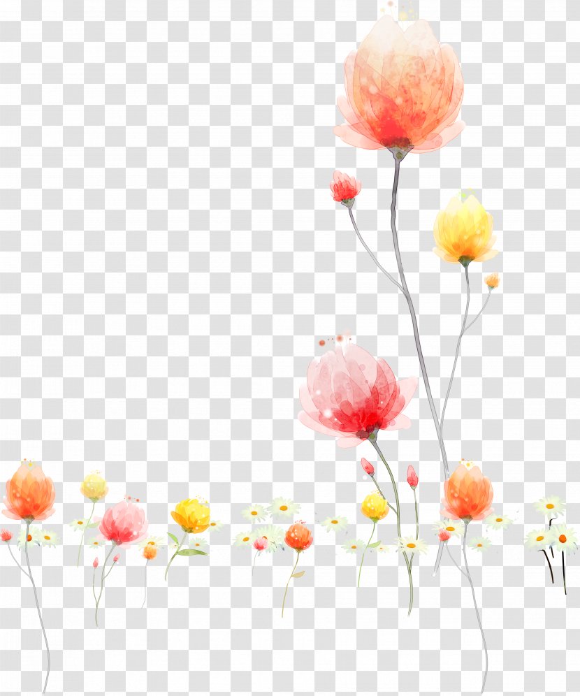 Watercolor Painting Illustration - Branch - Flowers Transparent PNG