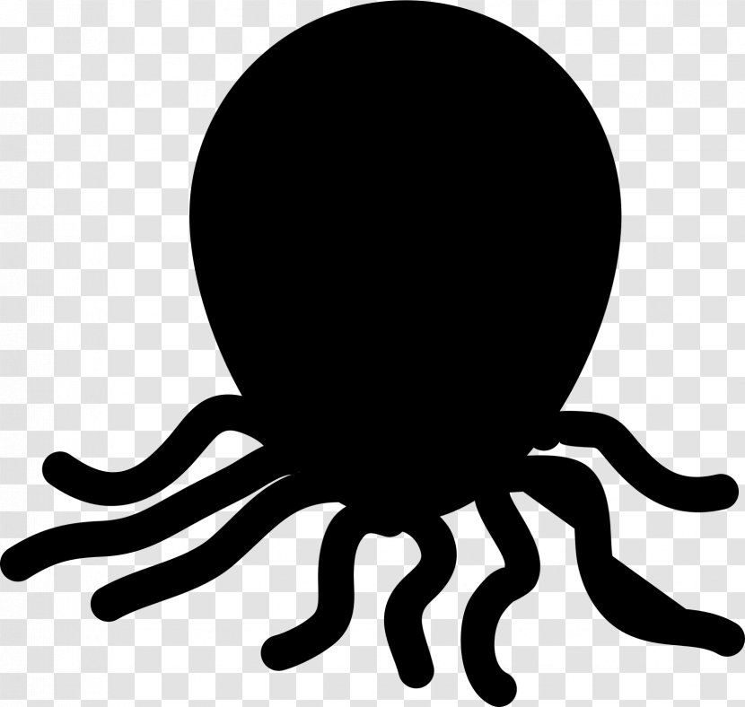 Octopus Cartoon - Blackandwhite - Claw Transparent PNG