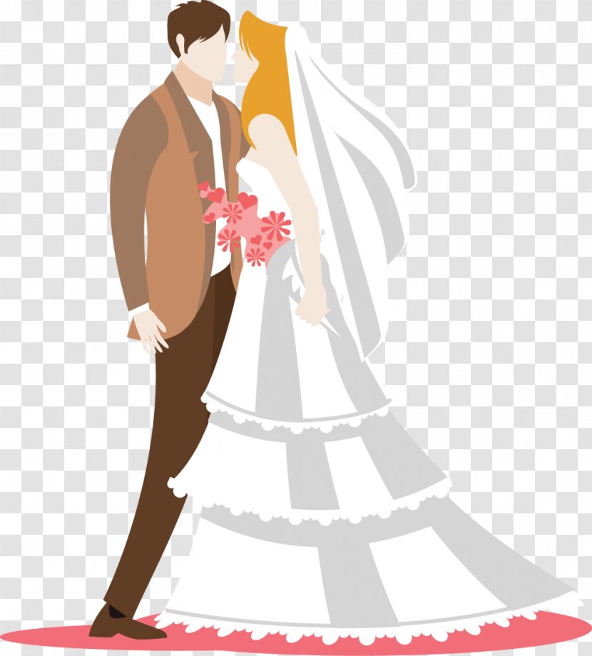 Wedding Bridegroom Illustration - Heart - Flat Bride And Groom Vector Transparent PNG