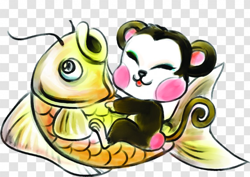 Chinese Zodiac Lunar New Year Monkey Illustration - Goldfish Little Material Transparent PNG