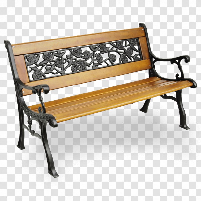 Bench Park Furniture Wood Cast Iron Metal Transparent PNG