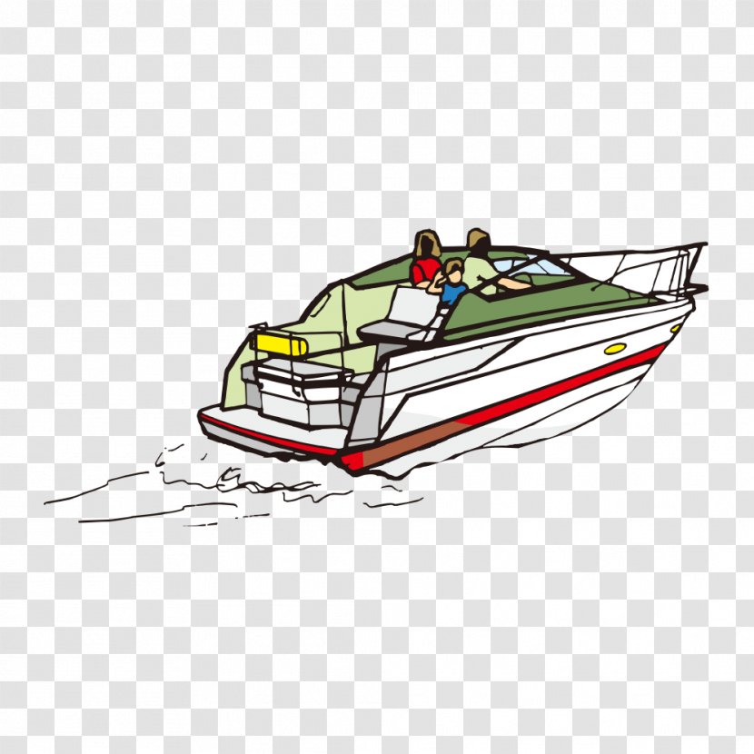 Cartoon Yacht Watercraft Illustration - Water Transportation Transparent PNG