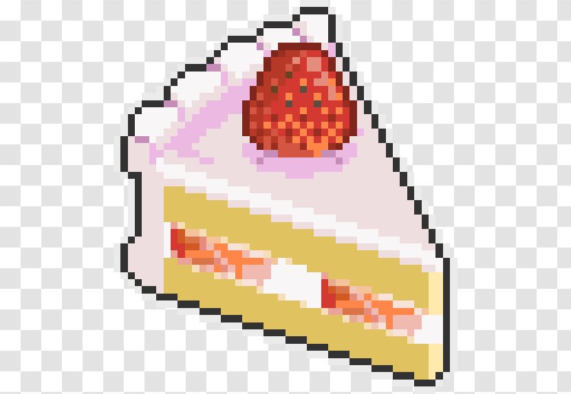 Strawberry Cream Cake Pixel Art Transparent PNG