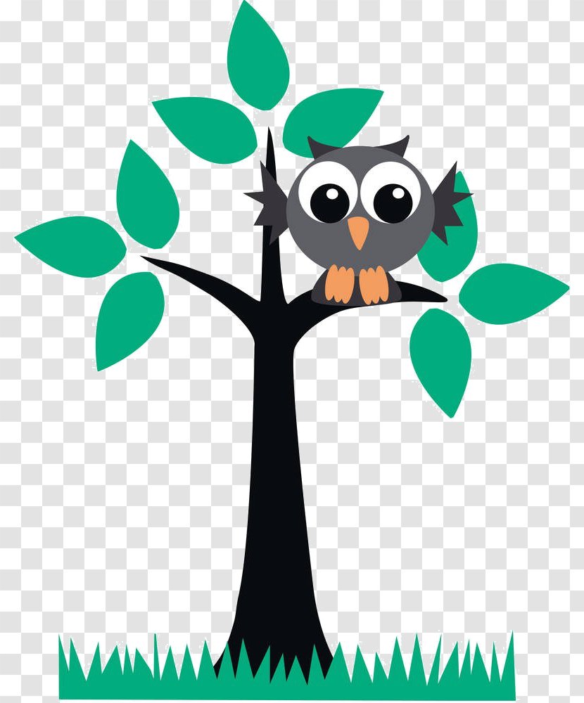 Owl Bird Clip Art - Grass - Cartoon Tree Transparent PNG