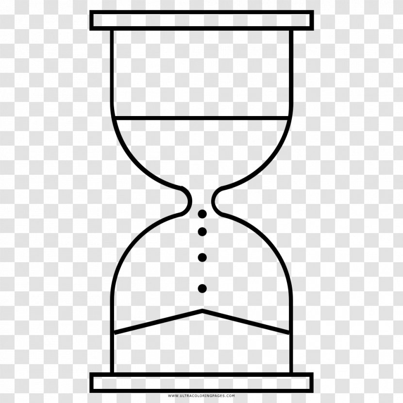 Hourglass Drawing Clock Paper Coloring Book - Black And White Transparent PNG