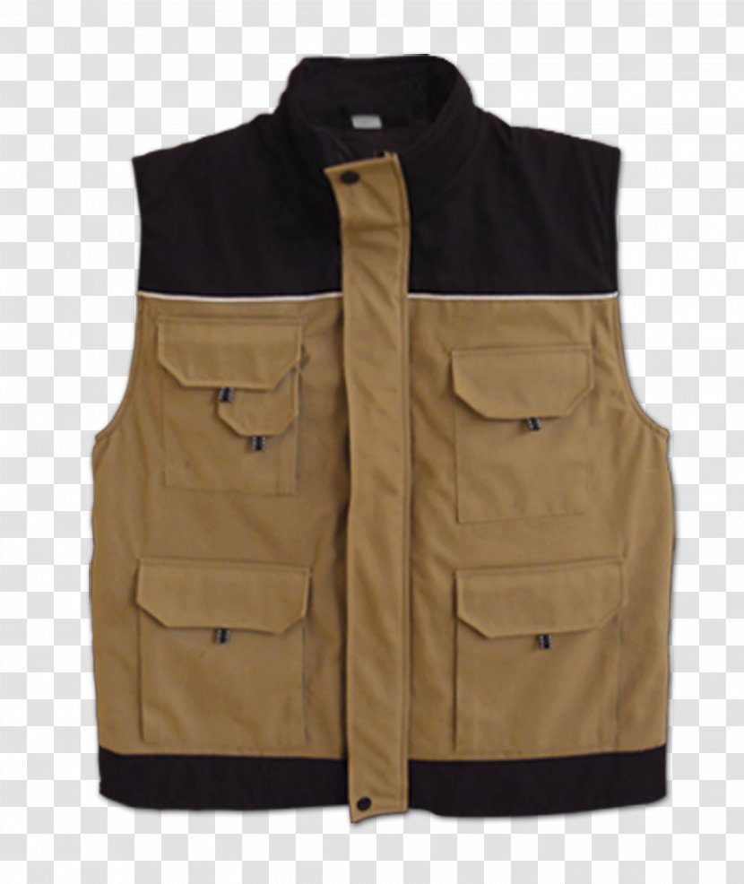 Gilets Waistcoat Textile Jacket Gabardine - Khaki Transparent PNG