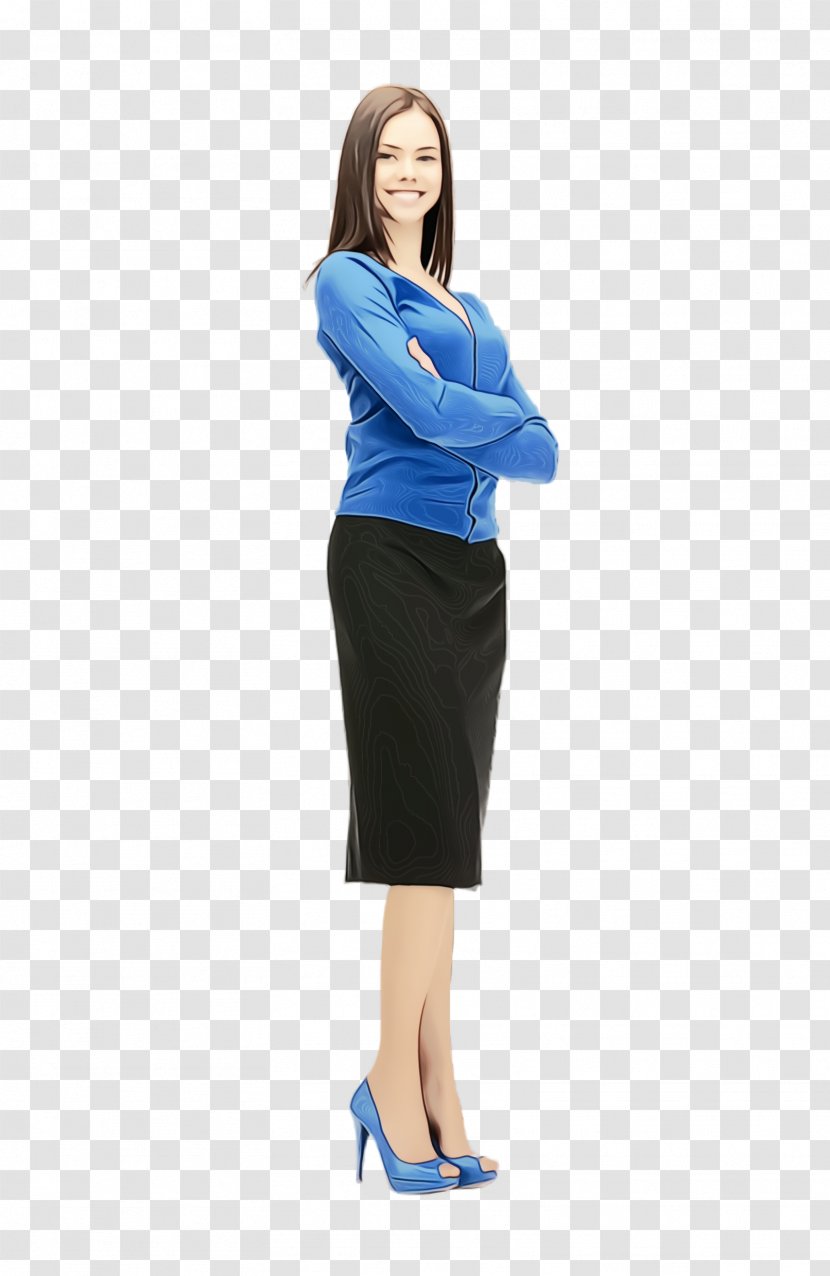 Blue Clothing Standing Cobalt Electric - Sleeve Arm Transparent PNG