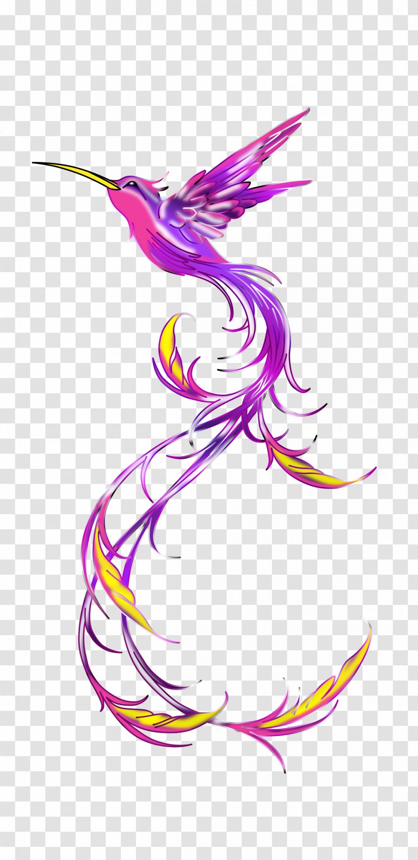 Hummingbird Tattoo Feather Clip Art - Line - Purple Dream Transparent PNG