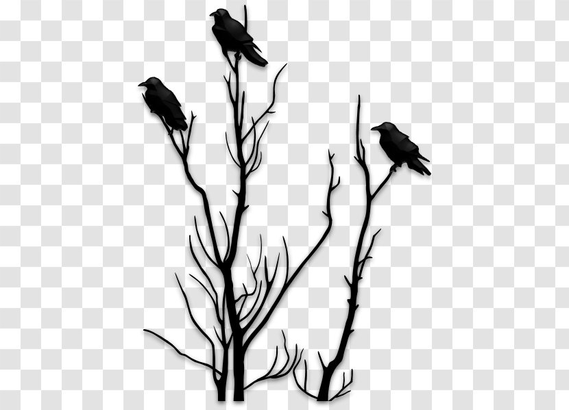 Silhouette Paper Stencil Tree - Black And White - Birds Transparent PNG