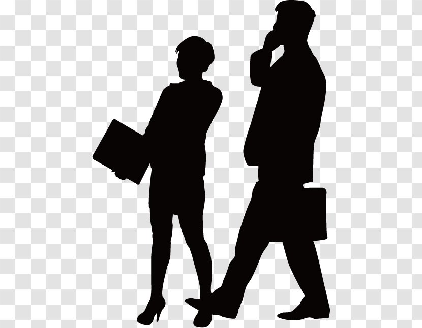 Silhouette Businessperson - Black And White - Conversation Business People Silhouettes Transparent PNG