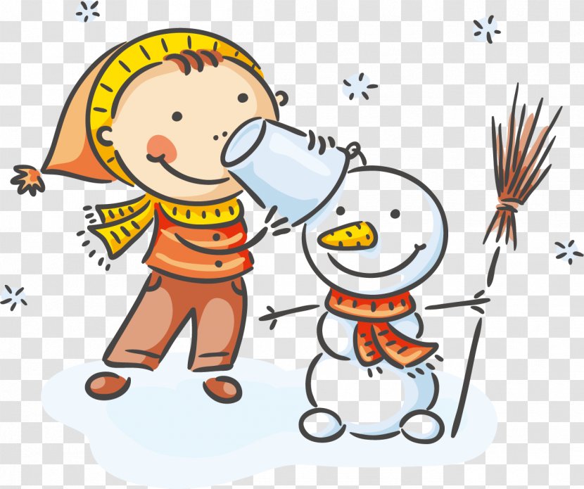 Child Cartoon Snowman Illustration - Area - Winter Snow Children Creative Transparent PNG